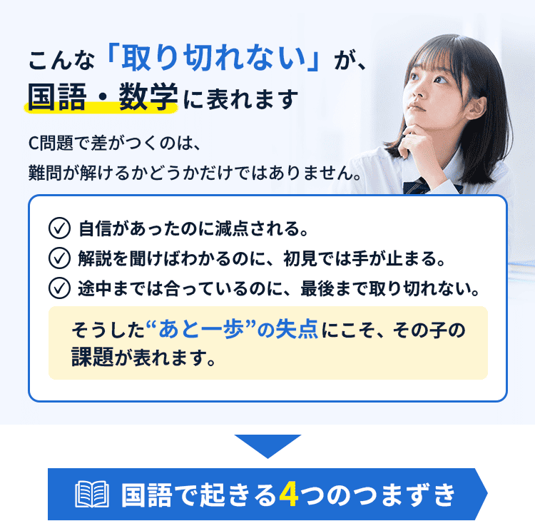 こんな「取り切れない」が、国語・数学に表れます／国語で起きる4つのつまずき